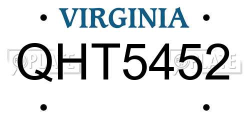 QHT5452 Virginia License Plate