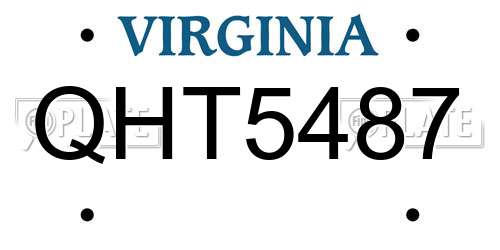 QHT5487 Virginia License Plate