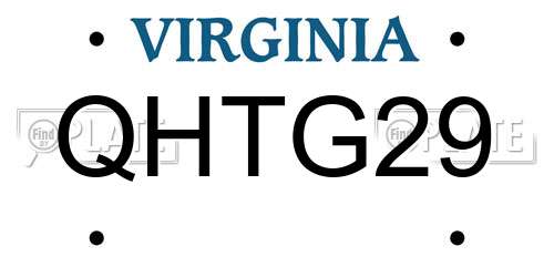 QHTG29 Virginia License Plate