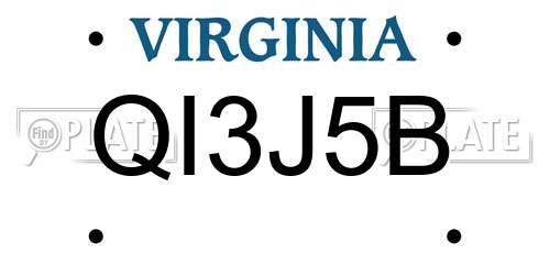 QI3J5B Virginia License Plate
