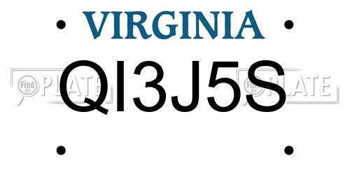 QI3J5S Virginia License Plate