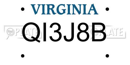 QI3J8B Virginia License Plate