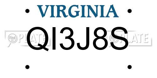 QI3J8S Virginia License Plate