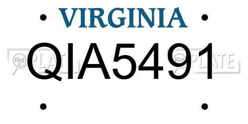QIA5491 Virginia License Plate