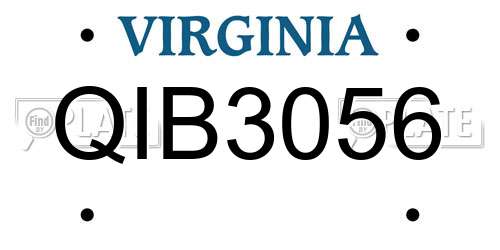 QIB3056 Virginia License Plate