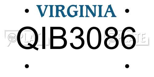 QIB3086 Virginia License Plate