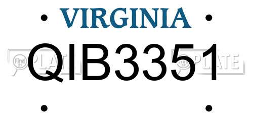 QIB3351 Virginia License Plate