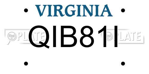 QIB81I Virginia License Plate