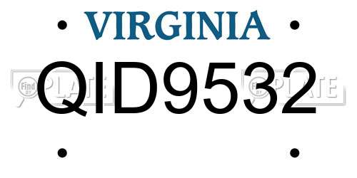 QID9532 Virginia License Plate