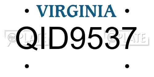 QID9537 Virginia License Plate