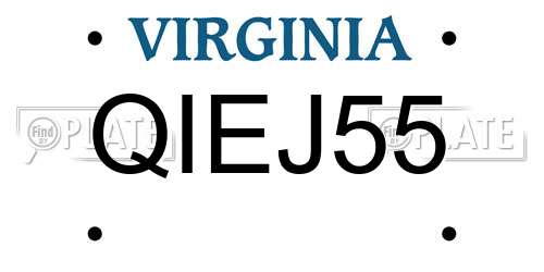 QIEJ55 Virginia License Plate