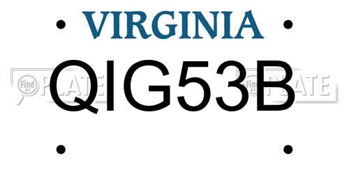 QIG53B Virginia License Plate