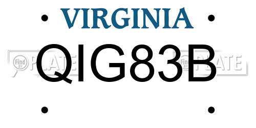 QIG83B Virginia License Plate
