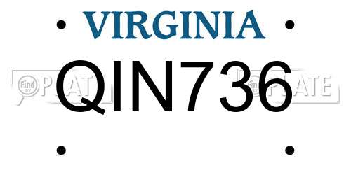 QIN736 Virginia License Plate