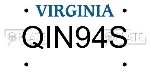 QIN94S Virginia License Plate