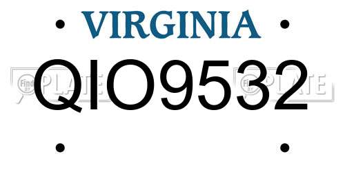QIO9532 Virginia License Plate