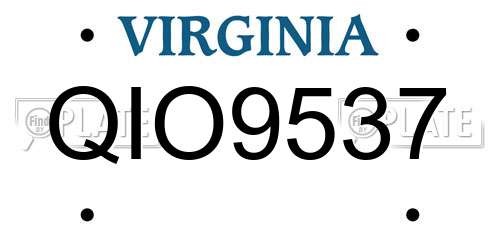 QIO9537 Virginia License Plate