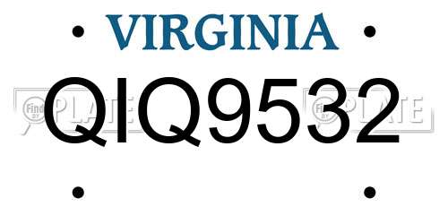 QIQ9532 Virginia License Plate