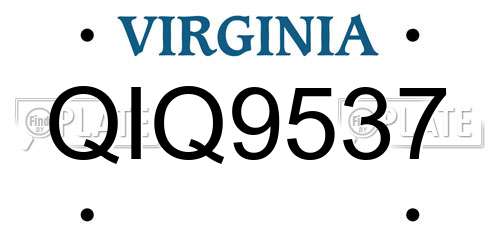 QIQ9537 Virginia License Plate