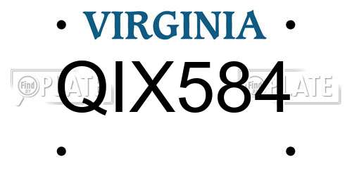 QIX584 Virginia License Plate