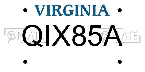 QIX85A Virginia License Plate