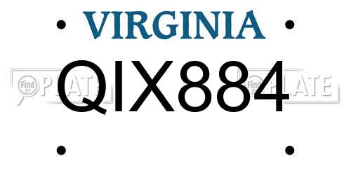QIX884 Virginia License Plate