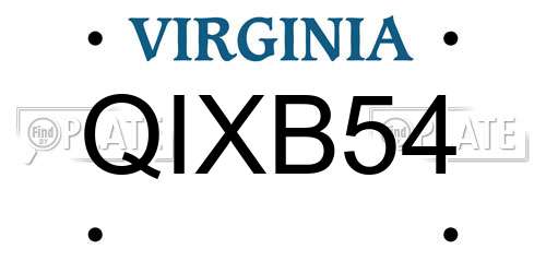 QIXB54 Virginia License Plate