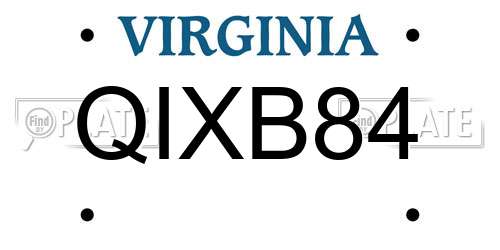 QIXB84 Virginia License Plate