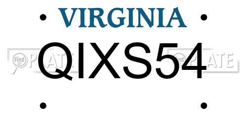 QIXS54 Virginia License Plate