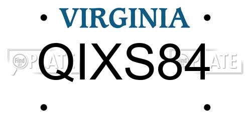QIXS84 Virginia License Plate