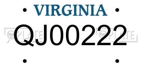 QJ00222 Virginia License Plate