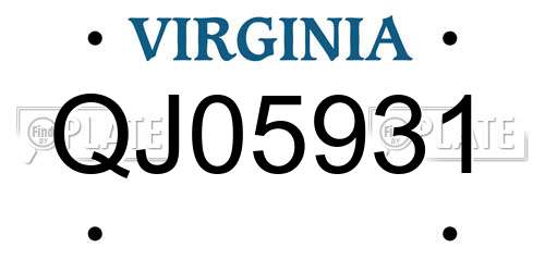 QJ05931 Virginia License Plate