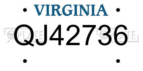 QJ42736 Virginia License Plate