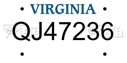 QJ47236 Virginia License Plate