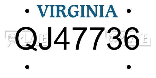QJ47736 Virginia License Plate