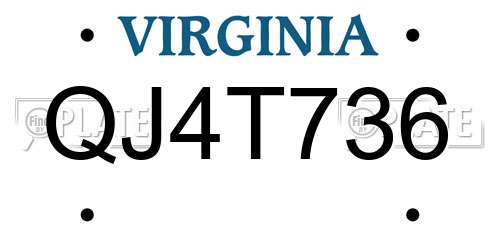QJ4T736 Virginia License Plate