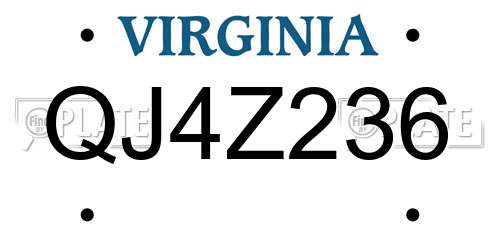 QJ4Z236 Virginia License Plate