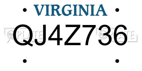 QJ4Z736 Virginia License Plate