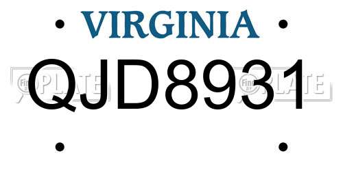 QJD8931 Virginia License Plate