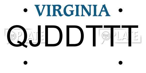 QJDDTTT Virginia License Plate
