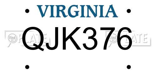 QJK376 Virginia License Plate
