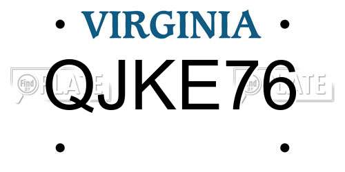 QJKE76 Virginia License Plate