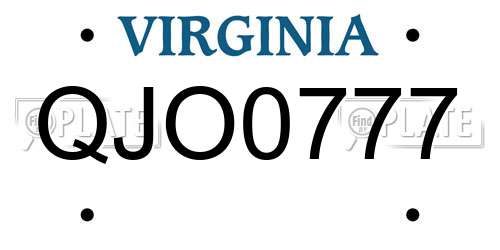 QJO0777 Virginia License Plate