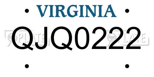 QJQ0222 Virginia License Plate
