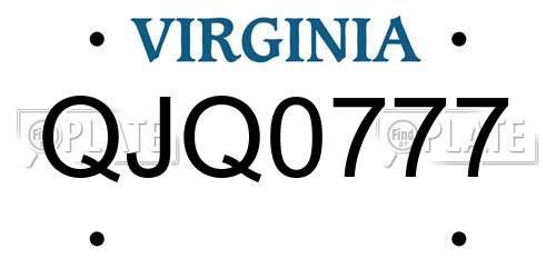 QJQ0777 Virginia License Plate