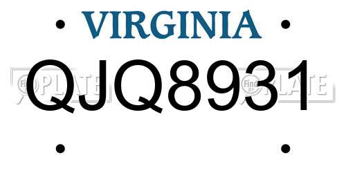 QJQ8931 Virginia License Plate