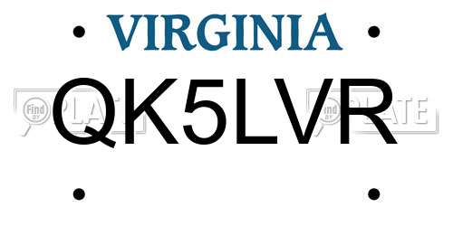 QK5LVR Virginia License Plate