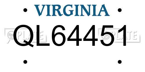 QL64451 Virginia License Plate