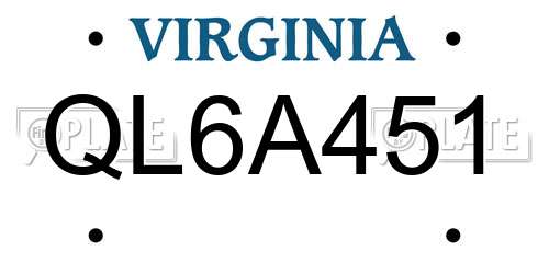 QL6A451 Virginia License Plate