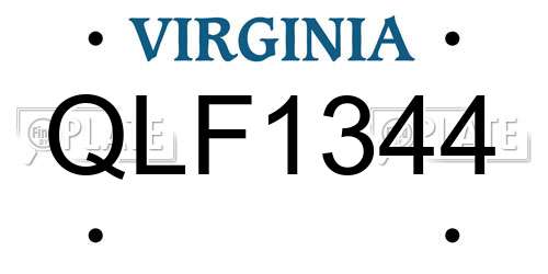 QLF1344 Virginia License Plate